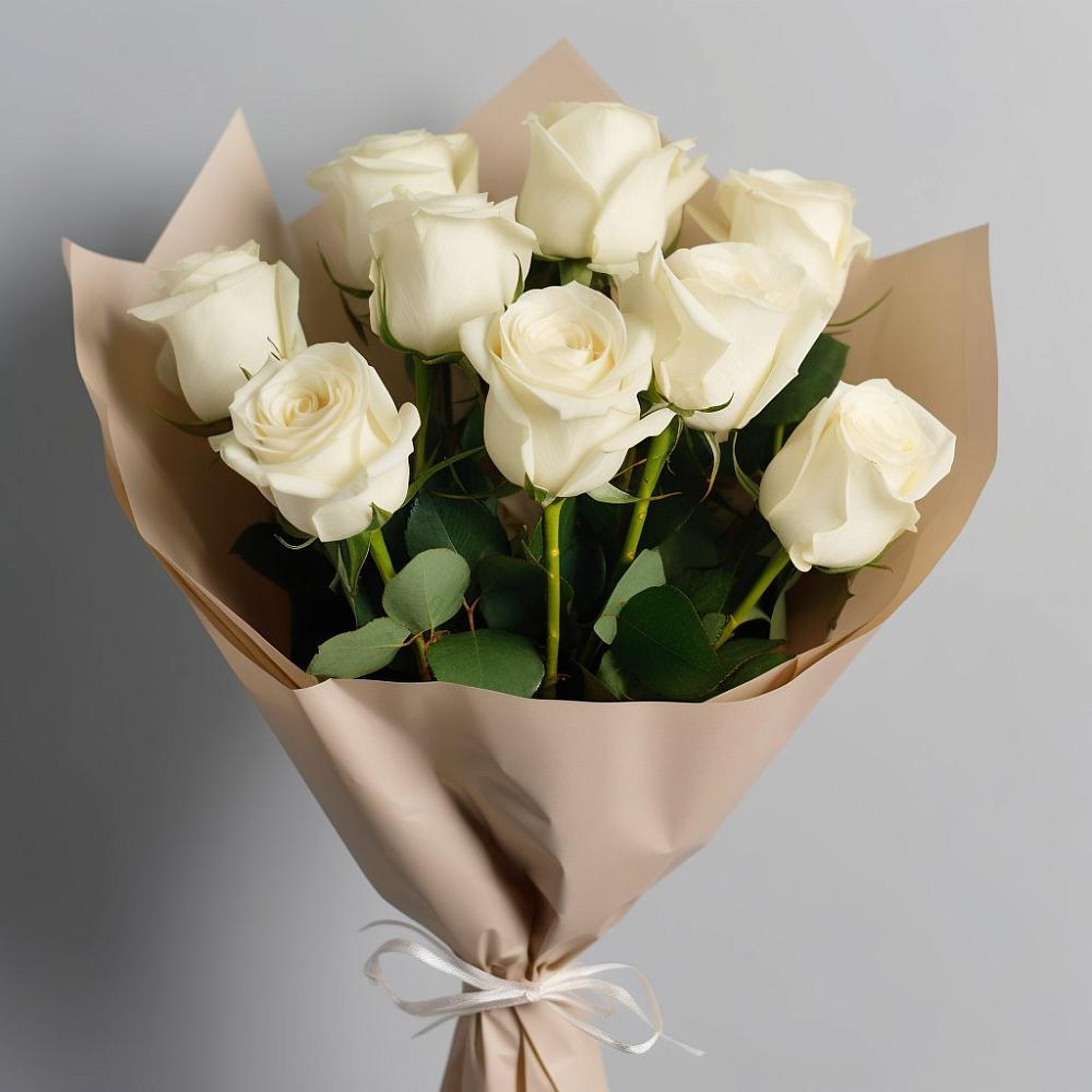 Букет 9 Белых роз Эдлесс Лав в Раменском