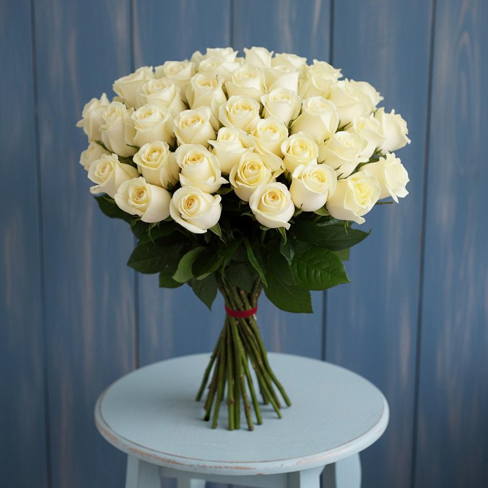 Букет 51 Белая роза Эдлесс Лав в Раменском