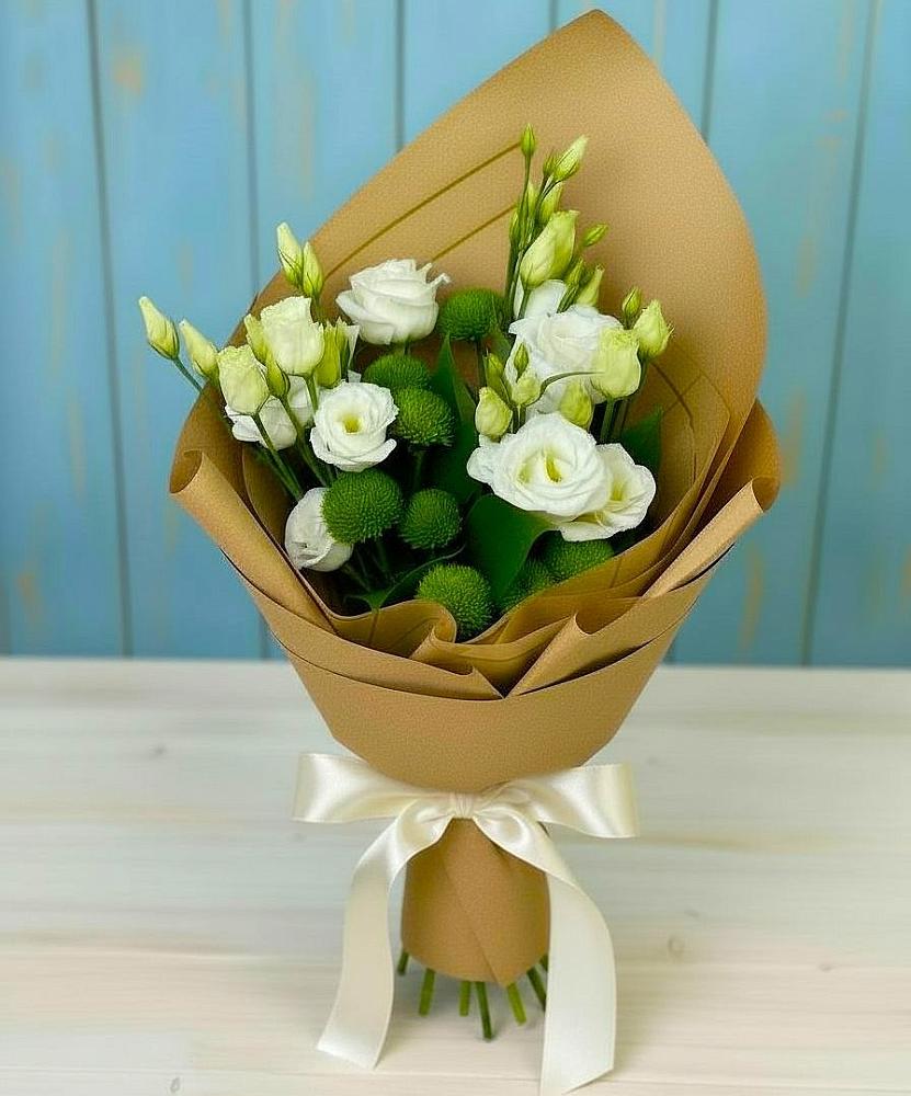 Букет цветов из: Хризантемы и Лизиантусы в Раменском