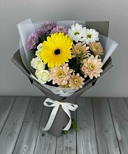 Букет цветов из:  Розы, Герберы и Хризантемы в Раменском