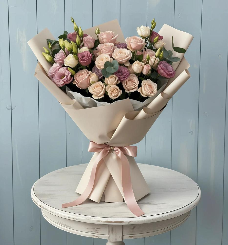 Букет цветов из: Розы и Лизиантусы в Раменском