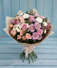 Букет цветов из:  Хризантемы, Розы и Альстромерии в Раменском