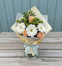 Букет цветов из:  Герберы, Розы и Хризантемы в Раменском